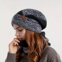 2 chiếc mũ len dệt kim nhuộm loang thời trang - Skullies & Beanies có khăn quàng cổ bằng lông cừu mềm mại, khăn choàng chống lạnh cho phụ nữ - Nhiều màu - Xem 9