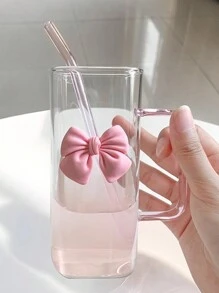 1 pieza Vaso de vidrio de alta capacidad para estudiantes mujeres con tapa y pajita, vaso de vidrio cuadrado con asa, muy atractivo, taza de agua con pajita resistente a altas temperaturas y fondo plano, adecuada para bebidas de verano y café - Multicolor - Ver 9