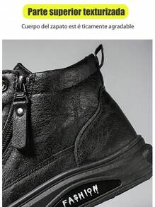 Negro botas de tacón alto plana de los hombres,PU superior antideslizante cremallera lateral botas de montar,Round Toe Lace Up Canvas Sneakers,High Top Casual Sneakers