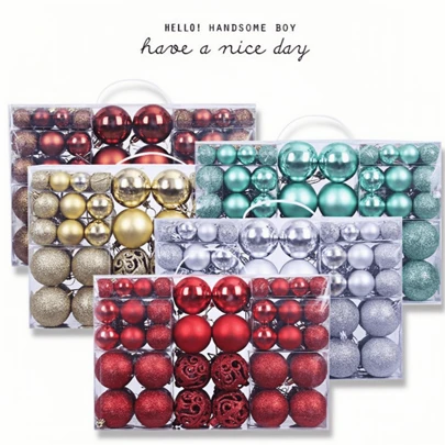 100-Pack Christmas Ball Ornament Set, Plastic Hanging Decorations For Holiday Party, Christmas Tree Ornaments, Multi-Colored Festive Baubles - No Feathers, Suitable For All Festive Occasions Best Gifts Birthday Home Decor Christmas Decorations Room Decor Winter