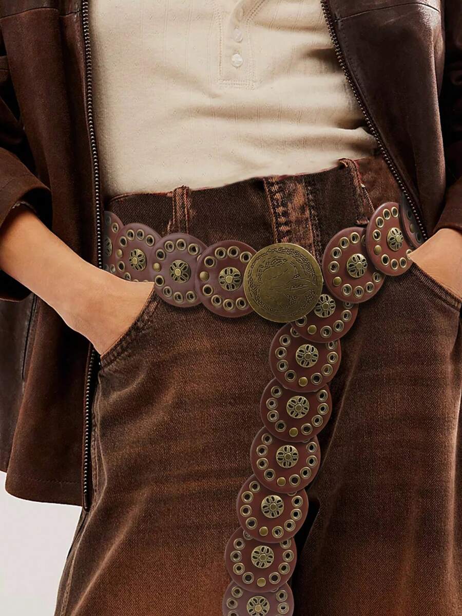 1 chiếc thắt lưng kim loại hình hoa phong cách Bohemian mới, thanh lịch