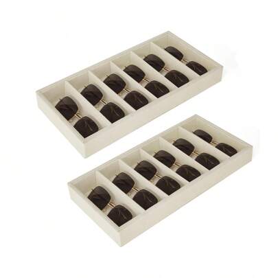 天鹅绒太阳镜收纳盒 - 多功能整理托盘，可收纳眼镜、珠宝、戒指、项链、手镯、手表，男女皆宜