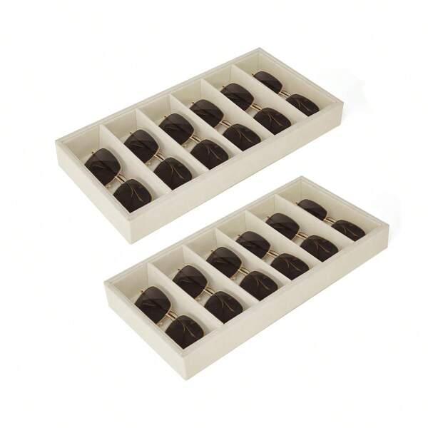 Velvet Sunglasses Organizer - Multi-Use Storage Tray For Glasses, Jewelry Rings, Necklaces, Bracelets, Watches For Men And Women