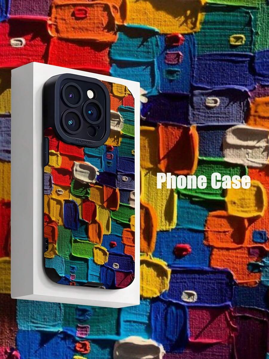 1 件色块拼接垂直条纹仿皮柔软纹理防刮手机壳适用于 iPhone 和 Galaxy 15/15 PLUS/15 PRO/15 PRO MAX - 彩色 - 查看 1