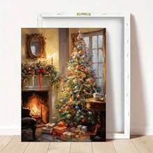 1 幅圣诞节帆布印刷海报、圣诞树帆布墙壁艺术画、艺术品墙壁画，适用于客厅、卧室、浴室、办公室、走廊、厨房墙壁装饰 ﻿ - 彩色 - 查看 2