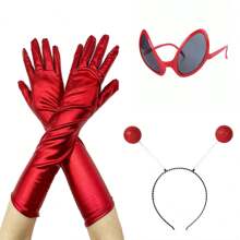 一套节日外星人装饰套装，包括涂层皮手套、眼镜和头箍，万圣节派对适用 - A - 查看 3