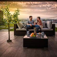 LED Beads Lighted Olive Tree Artificial Greenery Tree With Warm White Light Lifelike Decorative Faux Tree With Remote 8 Lighting Modes 10 Adjustable Brightness - 彩色 - 查看 4