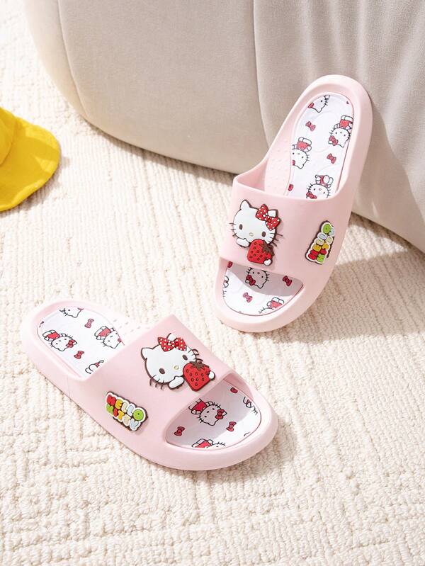 Sanrio Hello Kitty Hausschuhe, Sommer Cartoon niedlich weiche Sohlen für Zuhause/Badezimmer, rutschfest, Kinderhausschuhe, für Mädchen