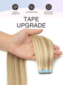 20pcs Tape-In Hair Extensions, 100% Human Hair, Color 18/613, Ash Blonde Highlighted Bleached Blonde, 14-22 Inches, Invisible Tape-In Hair Extensions - S18/613 - View 5