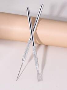 1/2 件套多功能美甲线条绘画工具，不锈钢 7 针细节针勾线笔，UV 凝胶美甲工具，美甲用品，美甲工具，美甲艺术工具，返校季，美甲，美甲工具（适用于贴片式美甲） - 銀色 - 查看 11