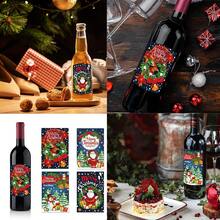 12pcs Christmas Party Red Wine Bottle Stickers, Christmas Decoration Wine Bottle StickersCup Decoration,Christmas Decoration, Party Decoration, Gift For Friends, Gift For Family, Christmas Party
