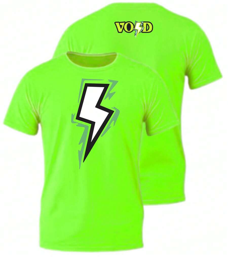 Void Raio T-Shirt Shirt With Void Raio's Name On The Back - Lime Green - View 1