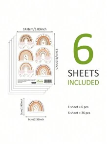 6 قطع ملصقات جدارية كرتونية بشكل قلوب قوس بوهيمية، ملصقات جدارية بنقاط مطرية وسحب قوس ، ديكور منزلي شمالي أنيق، لوحات جدارية صغيرة جميلة بطراز قديم لقوس ، ملصقات، ديكور جداري، ملصق فينيل لديكورات المنزل، عناصر ديكور الربيع لتجديد منزلك، ملصقات ديكور الإطار