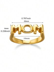 1 件个性化妈妈爸爸 SIS 字母戒指尺寸 6 7 8 金色家庭戒指母亲节、父亲节、感恩节礼物 - 金黃色 - 查看 17
