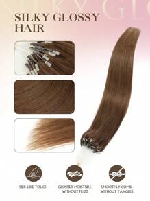 Micro-Loop Real Human Hair Extensions, Natural Black Straight Hair, Invisible Micro-Bead Thickened Micro-Loop Hair Extensions - S4 - View 4