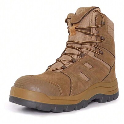 Men's 8" Steel Toe Tactical Boots  Lightweight Coyote Military Boots For Outdoor, Hiking, Work, And Combat AB001EE