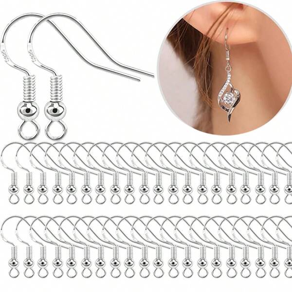 Fils d'oreille hypoallergéniques en argent pour crochet de poisson - Fournitures pour la fabrication de bijoux faits main pour boucles d'oreilles