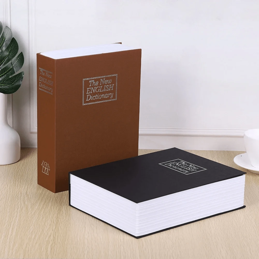 1 pièce Mini boîte de sécurité en forme de dictionnaire, coffre-fort à clé, boîte de rangement pour l'argent, les billets, les pièces et les bijoux. Coffre-fort en cadeau