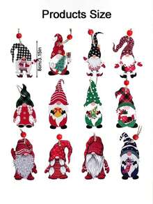 Set da 12 ornamenti natalizi a forma di gnomo in legno, decorazioni natalizie appese per albero di Natale, feste, decorazioni per la casa e regali, decorazioni natalizie per la casa, decorazioni natalizie invernali, regali di Natale, decorazioni natalizie