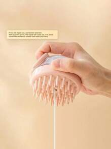 1 件粉色硅胶头皮按摩洗发刷，柔软齿，适合沐浴，挤压释放洗发水，用于头部清洁和护理 - 彩色 - 查看 1
