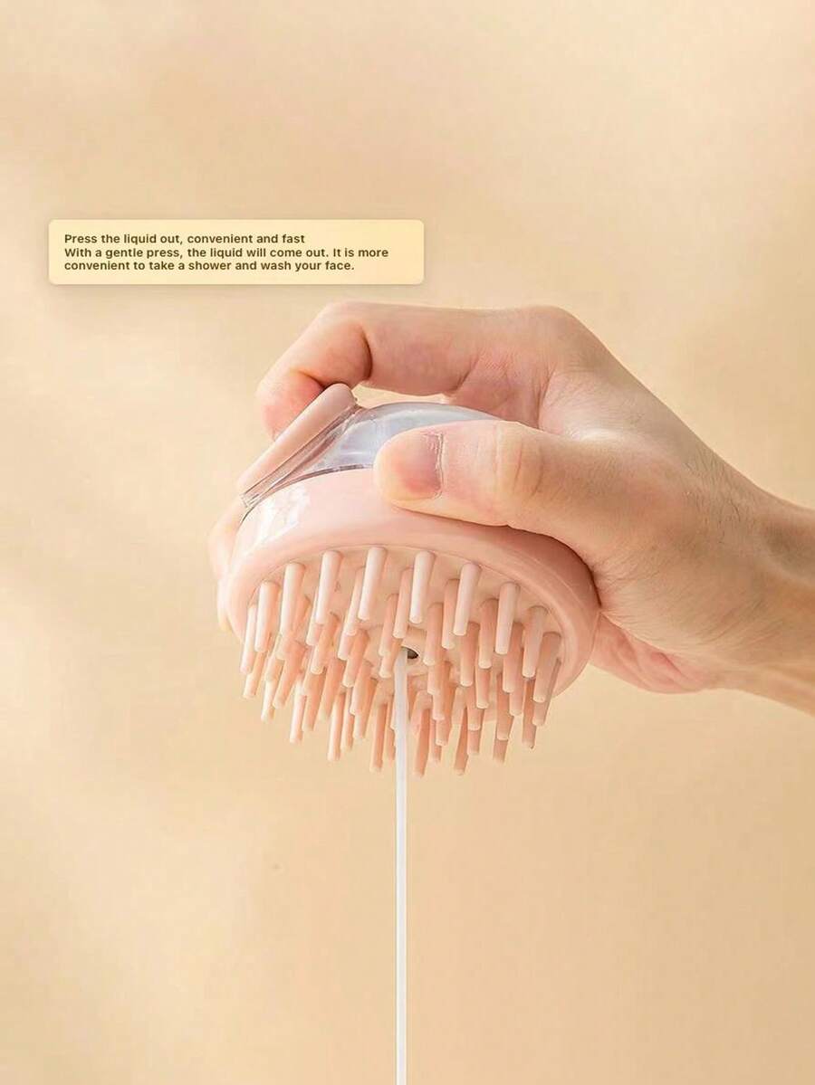 1 件粉色硅胶头皮按摩洗发刷，柔软齿，适合沐浴，挤压释放洗发水，用于头部清洁和护理 - 彩色 - 查看 1