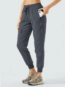 Hiking Cargo Joggers Pants For Women Lightweight Quick Dry Joggers Water Resistant UPF 50+ Long Pants Golf Athletic Casual Pants - 深灰色 - 查看 3