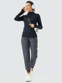 Hiking Cargo Joggers Pants For Women Lightweight Quick Dry Joggers Water Resistant UPF 50+ Long Pants Golf Athletic Casual Pants - 深灰色 - 查看 6