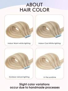 20pcs Tape-In Hair Extensions, 100% Human Hair, Color 18/613, Ash Blonde Highlighted Bleached Blonde, 14-22 Inches, Invisible Tape-In Hair Extensions - S18/613 - View 9
