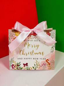 5pcs Christmas Gold Foil Gift Boxes With Ribbons, Suitable For Printing Pattern Decoration, Christmas Party Gift Packaging