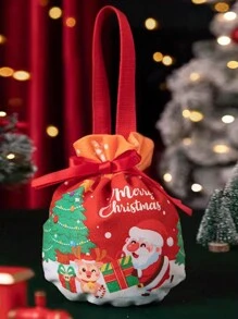 1 pieza Bolsa de regalo de caramelo navideño, bolsa de lona, bolsa de embalaje de regalos navideños, bolsa de regalo de Nochebuena, decoraciones navideñas, decoración navideña, regalos navideños, papel de regalo navideño, suministros para fiestas navideñas, bolsas de regalo navideñas, bolsas navideñas, pegatinas navideñas