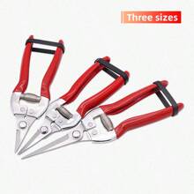 1 pieza Tijeras de poda de jardín, tijeras para recoger frutas, tijeras de recorte, podadora de uvas, corte recto, estilo yunque, tijeras para plantas con mango acolchado, herramienta de jardinería - Rojo - Ver 1