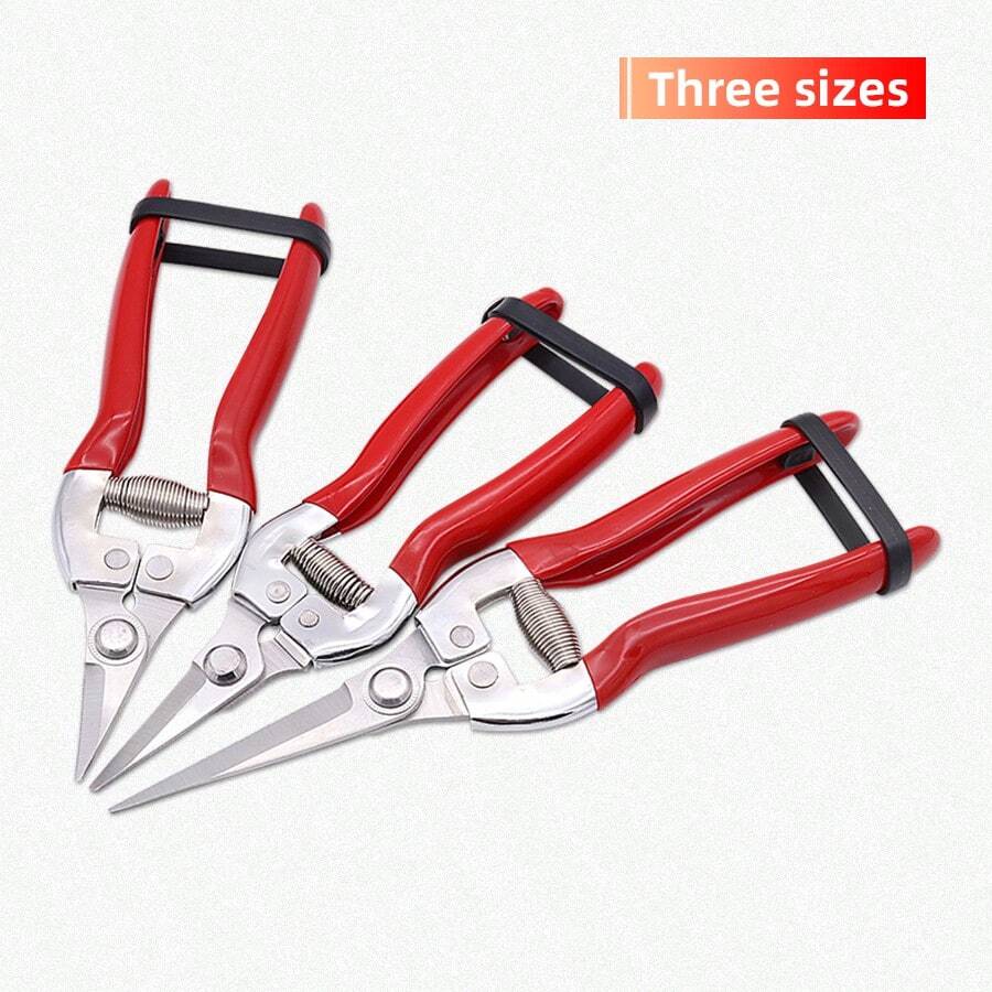 1 pieza Tijeras de poda de jardín, tijeras para recoger frutas, tijeras de recorte, podadora de uvas, corte recto, estilo yunque, tijeras para plantas con mango acolchado, herramienta de jardinería - Rojo - Ver 1