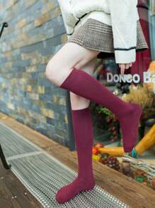 1Pair Solid Color Casual Women's Mid Tube Socks Sweat Absorbing Elastic Calf Socks High Waisted Long Socks Women Comfortable Daily Commuting Home Socks Essential For Autumn And Winter