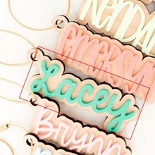 定制亚克力钥匙扣、背包姓名牌、定制包牌、儿童姓名牌、3D钥匙扣、秋冬季尿布包牌，多用途、大容量、百搭、多功能、色彩缤纷、可爱、萌系、简约、趣味、卡哇伊、千禧风、极简主义、通勤、商务休闲、基础款、定制、个性化、独特、专属定制、送给他的理想礼物、送给她的理想礼物、送给家人、朋友、女朋友、周年纪念日、生日、节日/度假、户外/郊游/旅行/徒步/体育场/运动/攀岩、商务/通勤/工作/办公室、定制包包配件、时尚秋季、尽显魅力 - 彩色 - 查看 11