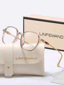LINFEMAND 时尚大框方形透明镜片眼镜，花卉图案，适合女士休闲户外，节日礼物，女士眼镜配件 - 無色 - 查看 10
