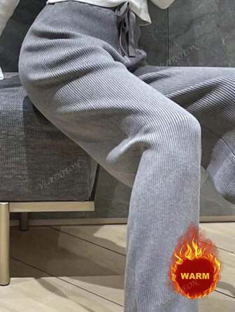 Drawstring Waist Knit Pants