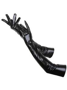 1 双金银湿式仿皮金属手套 盛会表演手套 女式性感肘长款乳胶性感女式闪亮长手套 真皮乳胶角色扮演服装钢管舞手套配件黑色紧身手套 性感男式男女通用紧身长手套乳胶派对歌剧俱乐部服装夜总会肘部男士手套 新款性感黑色长款金属手套 合成皮革臂套服装 新款万圣节婚礼