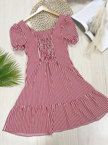 SHORT Dress With Lining Fabric DUNA Cinganinha Cute Fashion - Đỏ - Xem 2