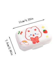 1pc Random Sticker Design Portable Medicine Box With Divider For Home, Travel, Work, Mini Storage Case - Multicolor - View 2