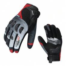 WOSAWE 摩托车手套 防摔透气骑行装备 男女皆宜，4 季 - 紅色 - 查看 1