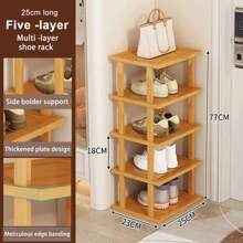 5/7/8 Tiers Vertical Shoe Rack, Wood Narrow Shoe Rack, Small Shoe Organizer, Space Saving Corner Shoe Shelf, Tall Shoe Tower, Free Standing Shoe Rack For Entryway, Closet, No-Tool Need - WOOD - View 4