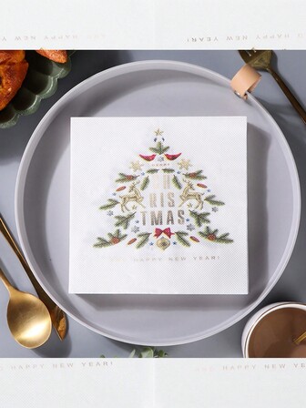 20 de bucăți șervețele pentru petreceri de Crăciun, șervețele cu flori de Crăciun fericit, cadouri pentru petreceri de Crăciun, decorațiuni pentru masă, șervețele pentru petreceri de Crăciun, restaurante, brutării, Crăciun