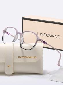 LINFEMAND 时尚大框方形透明镜片眼镜，花卉图案，适合女士休闲户外，节日礼物，女士眼镜配件 - 無色 - 查看 11