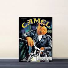 1 件漫画骆驼乔复古香烟吸烟帆布海报 - 艺术装饰风格墙壁艺术印刷品，适用于家庭办公室、卧室、餐厅装饰 - 客厅、咖啡厅、酒吧的防水艺术品，无框架 - 彩色 - 查看 5