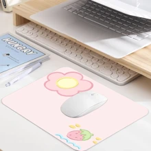 2026 Pink Strawberry Square Mouse Pad, Cute & Compact Desktop Wireless Mouse Pad, Edged Non-Slip PU Material Gaming Mouse Pad, Suitable For Computer, Laptop, Home Office Decor, 26*21cm, Christmas/New Year Gift - Pink - View 7