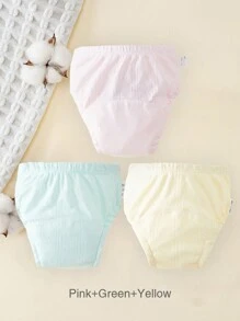 3条装新生儿如厕训练裤，可水洗薄款婴儿学习裤，男女通用布尿布，可重复使用尿布内裤，适合如厕训练、户外活动等，婴儿必备清单