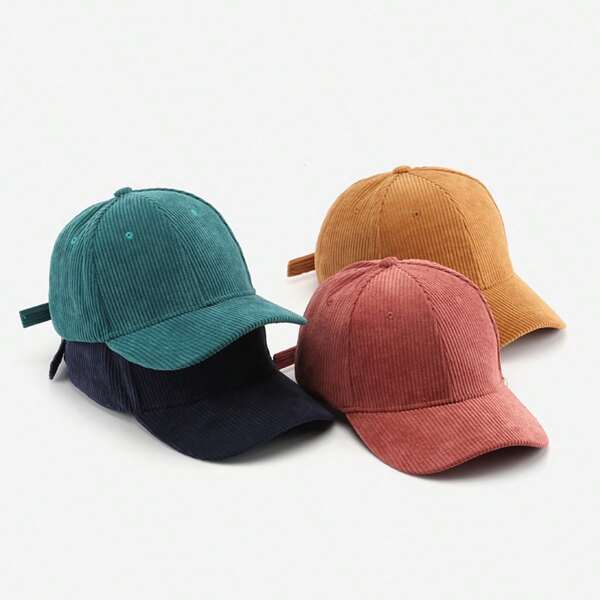 1pc Unisex Solid Color Corduroy Curved Brim Duck Bill Hat, Autumn/Winter