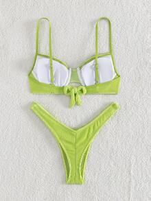 RIBBED BIKINI SET SUMMER FASHION 2022 - Green - View 2