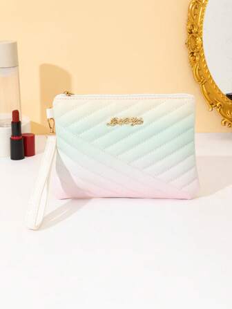 YL 1pc Women Fashion Embroidered Color Block Envelope Handbag