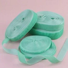 1 cuộn ruy băng nhung màu xanh bạc hà không co giãn, một mặt, dài 4,57m, ruy băng satin phủ nhung, ruy băng nhung dùng để trang trí nơ, cây thông Noel, tủ, Giáng sinh, Ngày lễ tình nhân (Chiều dài có thể thay đổi chút ít do đo thủ công) - Màu xanh nước biển - Xem 3